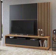Wohnzimmer TV-Regal Celine - Wotan Eiche/Schwarz Matt - 24N2LR09