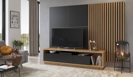 Wohnzimmer-TV-Regal Celine - Wotan Eiche/Schwarz Matt - 24N2LR10