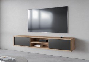 Helvetia meble - TV-Kommode Frida 2K – geölte Eiche/Anthrazit – 24DJMT40