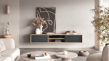 Helvetia meble - TV-Kommode Frida 2K – geölte Eiche/Anthrazit – 24DJMT40