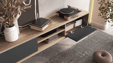 Helvetia meble - TV-Kommode Frida 2K – geölte Eiche/Anthrazit – 24DJMT40