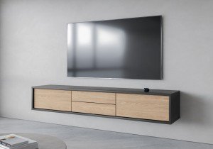 Helvetia meble - TV-Kommode Frida 2K2S – Anthrazit / geölte Eiche – 24JDMT39