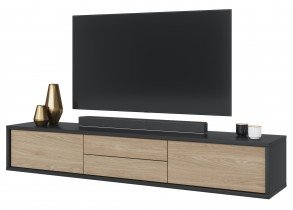 Helvetia meble - TV-Kommode Frida 2K2S – Anthrazit / geölte Eiche – 24JDMT39