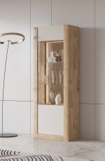 Vitrine Kasai - Gold Harbor Eiche/Perfect Touch Cashmir - 24HKMI05