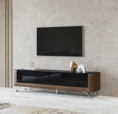 TV-Kommode Kasai - Nuss Columbia/Schwarz Hochglanz - 24RWMI40
