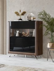 Vitrine Kasai - Nuss Columbia/Schwarz Glanz - 24RWMI42