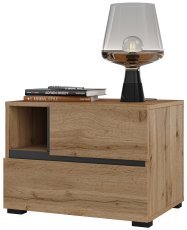 Nachttisch Cross S - Votaneiche/Votaneiche-Schwarz - 24N6MY22