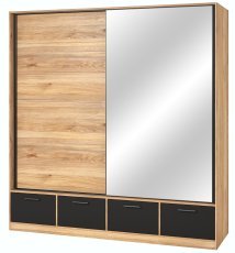 Kleiderschrank mit Schiebetüren Beta 2 - Mauvella Eiche/Schwarz - 22MW1663