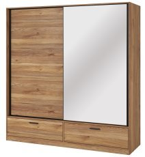 Kleiderschrank mit Schiebetüren Beta 3 - Mauvella Eiche/Schwarz - 22MA1662