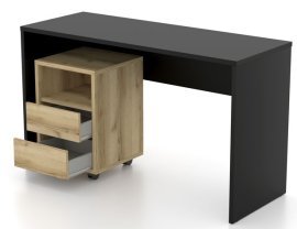 Schreibtisch mit Schrank Agapi - Schwarz/Eiche - 24WNLZ07