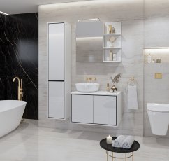 Badezimmerset Irvine - weiß-schwarz/weiß Hochglanz