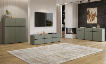 Helvetia meble - TV-Kommode Cross - grün/grün-schwarz - 24GWMY41