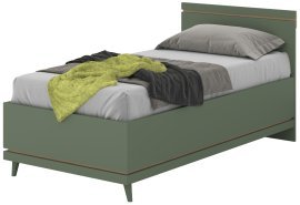 Bett Scandi 100x200 cm - verblasstes grünes geöltes Eichenholz/verblasstes Grün