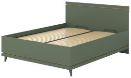 Bett Scandi mit Hebemechanismus 180x200 cm - verblasstes grün geölte Eiche/verblasstes grün