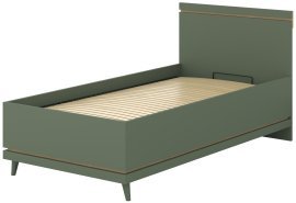 Bett Scandi mit Hebemechanismus 100x200 cm - verblasstes grün geölte Eiche/verblasstes grün