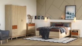Schlafzimmer Scandi - geölte Eiche/geölte Eiche-Ziegel
