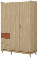 Garderobenschrank Scandi - geölte Eiche/geölte Eiche-Ziegel