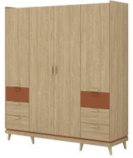 Garderobenschrank Scandi 2 - geölte Eiche/geölte Eiche-Ziegel