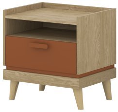 Nachttisch Scandi - geölte Eiche/geölte Eiche-Ziegel