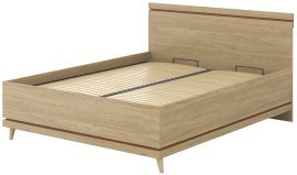 Bett Scandi mit Hebemechanismus 160x200 cm - geölte Eiche/geölte Eiche-Ziegel