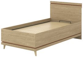 Bett Scandi mit Hebemechanismus 100x200 cm - geölte Eiche/geölte Eiche-Ziegel