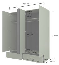 Helvetia meble - Kleiderschrank Cross S 2 – grün/grün-schwarz – 24GWMY20