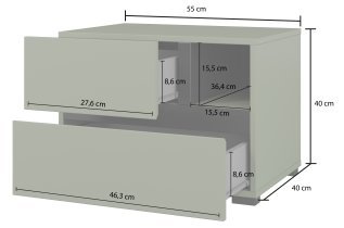 Helvetia meble - Nachttisch Cross S – grün/grün-schwarz – 24GWMY22