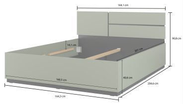 Helvetia meble - Bett mit Hebefunktion Cross S – 160x200 cm – grün/grün-schwarz – 24GWMY51