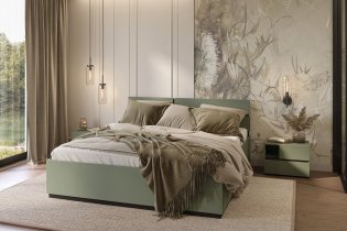 Helvetia meble - Bett mit Hebefunktion Cross S – 160x200 cm – grün/grün-schwarz – 24GWMY51