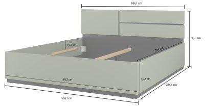 Helvetia meble - Bett Cross S – 180x200 cm – grün/grün-schwarz – 24GWMY32