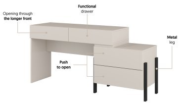 Helvetia meble - Schminktisch Jukon S – Kaschmir – 24KSND03