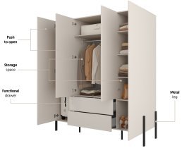 Helvetia meble - Kleiderschrank Jukon S – Kaschmir – 24KSND20