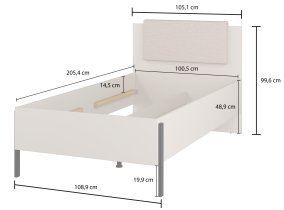 Helvetia meble - Bett Jukon S - 100x200 cm - Kaschmir - 24KSND34