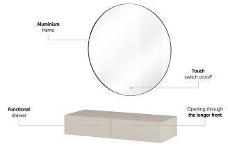 Helvetia meble - Wand-Schminktisch mit Spiegel Jukon S – Kaschmir – 24KSND59