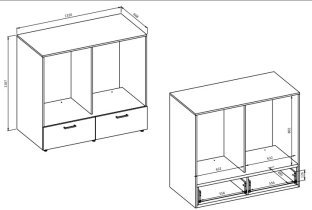 Helvetia meble - Waschmaschinen-Schrank mit 2 Schubladen Rosa – Schwarzer Onyx – 30W3NO65