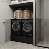 Helvetia meble - Waschmaschinen-Schrank mit 2 Schubladen Rosa – Schwarzer Onyx – 30W3NO65