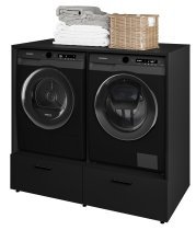 Helvetia meble - Waschmaschinen-Schrank mit 2 Schubladen Rosa – Schwarzer Onyx – 30W3NO65