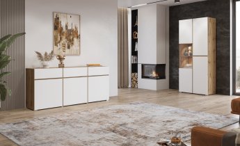 Helvetia meble - Vitrine Cross – Eiche Votan/Weiß – 24N9MY12