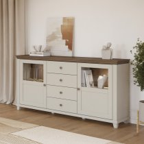 Helvetia meble - Wohnzimmer Evora – Hellbeige/Hellbeige/Eiche Dunin