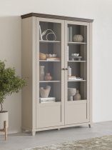 Helvetia meble - Zweitürige Vitrine Evora – hellbeige/hellbeige/Eiche Dunin – 24D1JU13