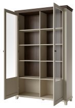 Helvetia meble - Zweitürige Vitrine Evora – hellbeige/hellbeige/Eiche Dunin – 24D1JU13