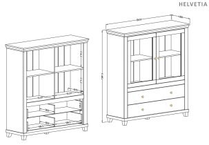 Helvetia meble - Niedrige Vitrine Evora – hellbeige/hellbeige/Eiche Dunin – 24D1JU46
