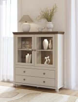 Helvetia meble - Niedrige Vitrine Evora – hellbeige/hellbeige/Eiche Dunin – 24D1JU46