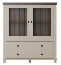Helvetia meble - Niedrige Vitrine Evora – hellbeige/hellbeige/Eiche Dunin – 24D1JU46
