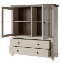 Helvetia meble - Niedrige Vitrine Evora – hellbeige/hellbeige/Eiche Dunin – 24D1JU46