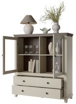 Helvetia meble - Niedrige Vitrine Evora – hellbeige/hellbeige/Eiche Dunin – 24D1JU46