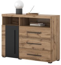 Helvetia meble - Kommode Roger – Eiche Wotan/Eiche Wotan/Schwarz matt – 22N2ZH47