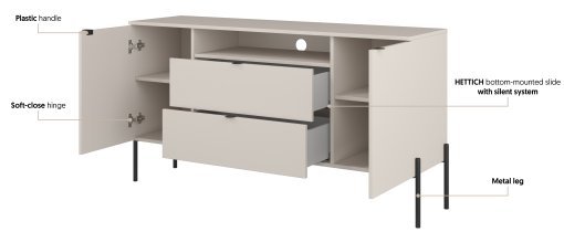 Helvetia meble - Kommode Ore – Kaschmir mit gerippter Struktur – 24KROG26