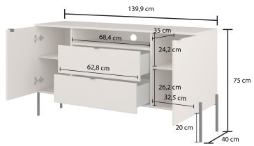 Helvetia meble - Kommode Ore – Kaschmir mit gerippter Struktur – 24KROG26