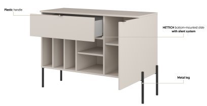Helvetia meble - Kommode Ore – Kaschmir mit gerippter Oberfläche – 24KROG45